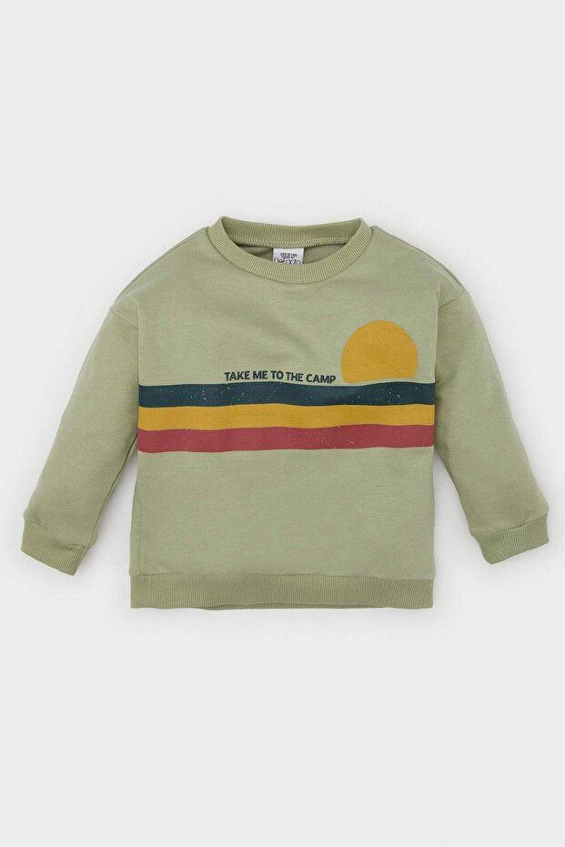 Crew Neck Nature Printed Soft Fuzzy Inside Sweatshirt Baby Boy D1262A524Au