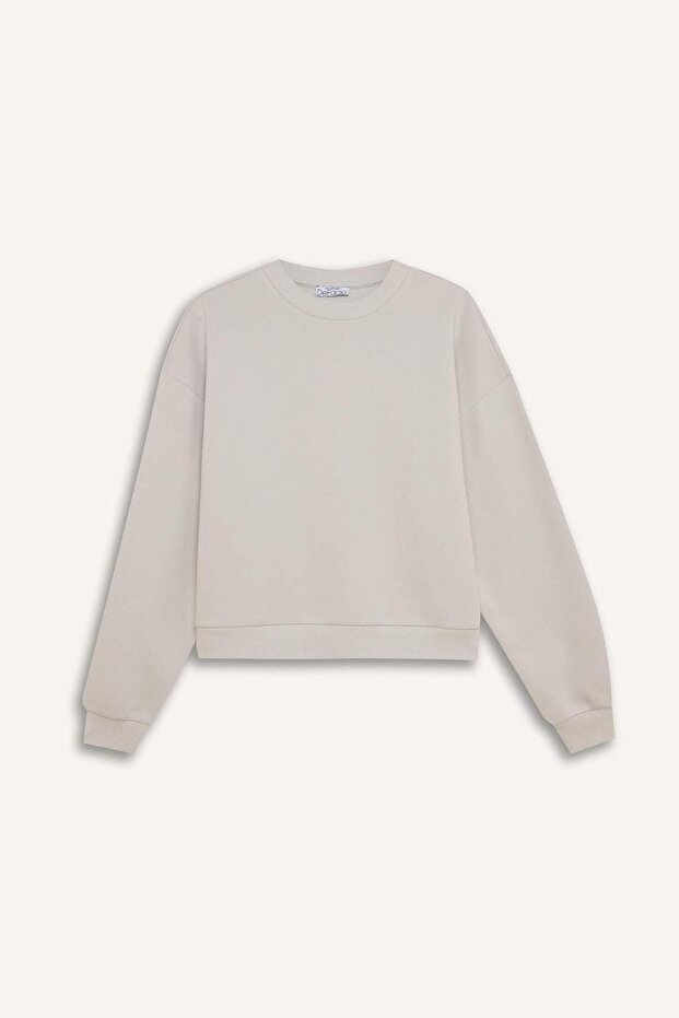 سويت شيرت سادة سميك ذو رقبة دائرية ومقاس منتظم D6645AX24WN - 7