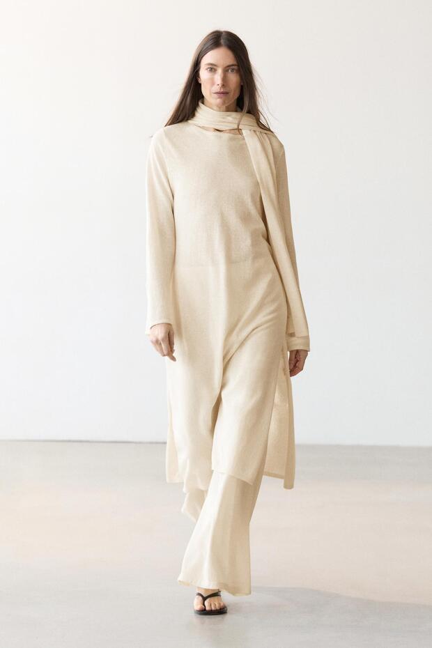 Dökümlü tunik elbise - 1