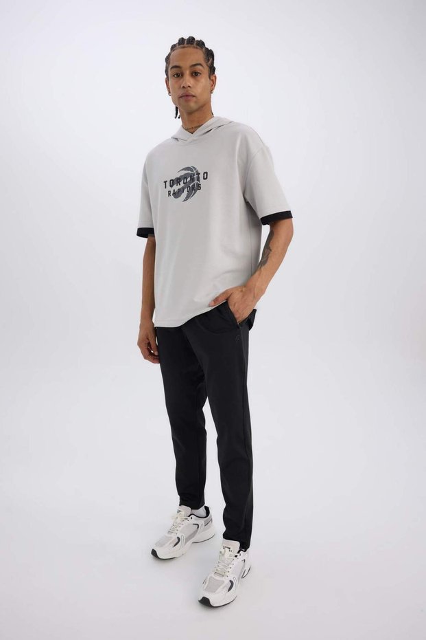 Defactofit Sportsman Jogger Sweatpants Slim Fit Slim Fit Standard Leg Skuba Diver Fabric Waistline Rubber