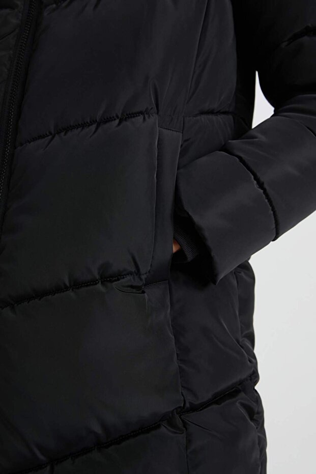 Vízlepergető hosszú felfújható kabát Parka hőszigetelő kapucnis steppelt cipzáras zsebekkel A3174ax24wn - 6