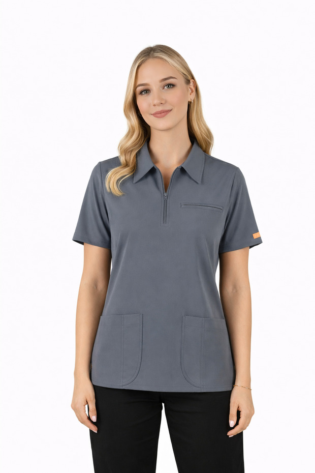 Single Top Lycra Unisex Doctor and Nurse Surgical Uniform Smoked | Medi̇zi̇p