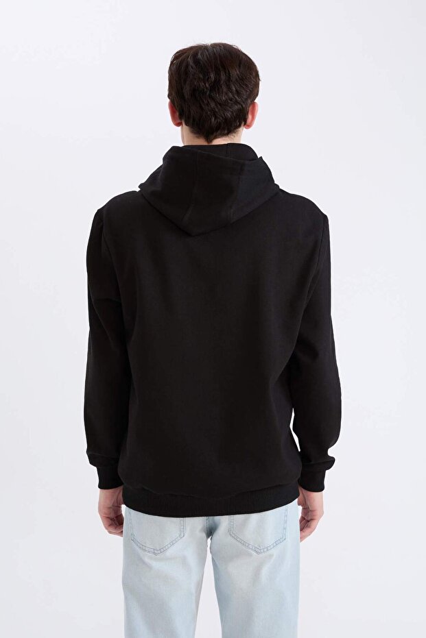 Regular Fıt Kapüşonlu Baskılı Sweatshirt E3208AX24WN - 5
