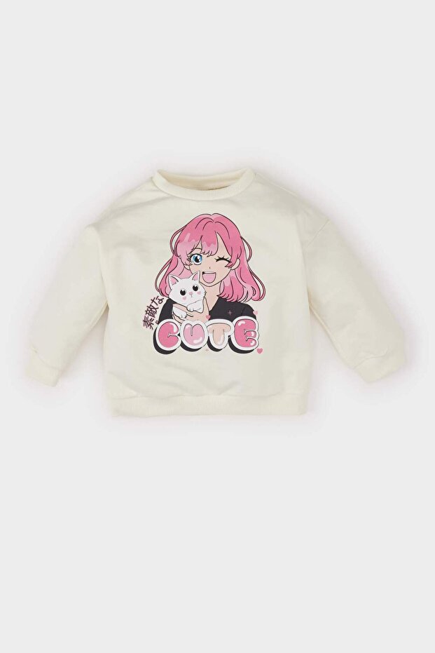 100% Cotton Crew Neck Printed Sweatshirt Baby Girl E2948A525Sp