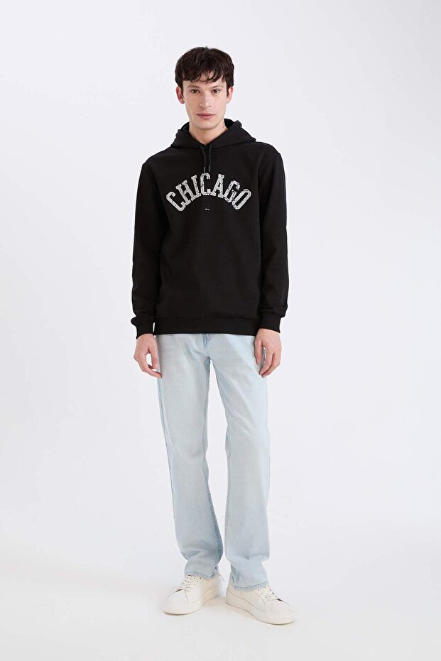 Regular Fıt Kapüşonlu Baskılı Sweatshirt E3208AX24WN - 2