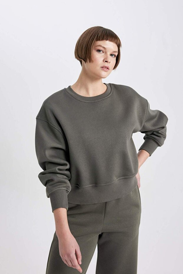 Boxy Fit Kalın Basıc Sweatshirt B8568AX24WN - 5