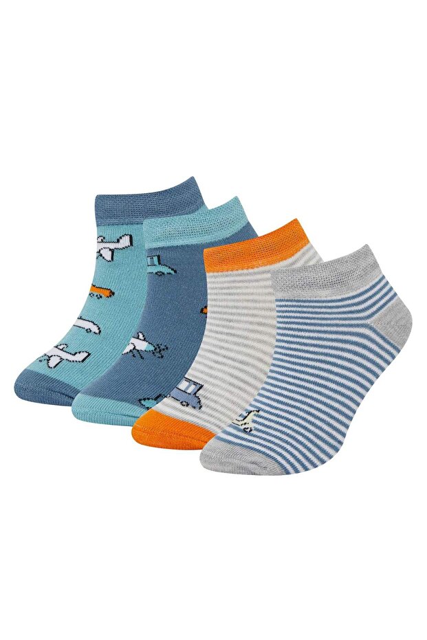 Baby Boy Anti-Slip Sole 4-Piece Cotton Booties Socks D2473A5Ns