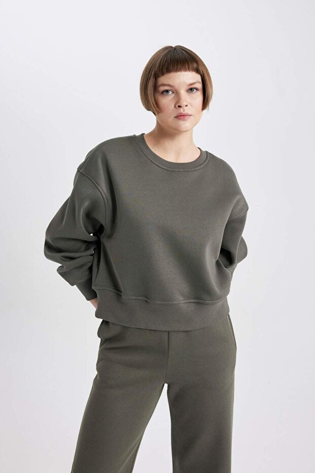 Boxy Fit Kalın Basıc Sweatshirt B8568AX24WN - 4