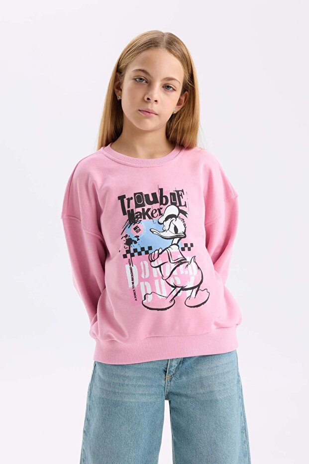 Disney Mickey Mouse &Friends Relax Fit Crew Neck Sweatshirt Girls' D3114A824Wn