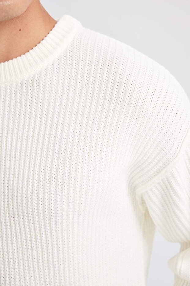 Relax Fit Basic Plain Strickpullover mit Rundhalsausschnitt D3219AX24WN - 5