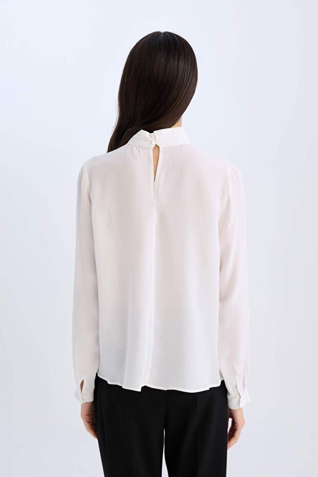 Fiyonk Yaka Basıc Saten Bluz D3133AX24AU - 6