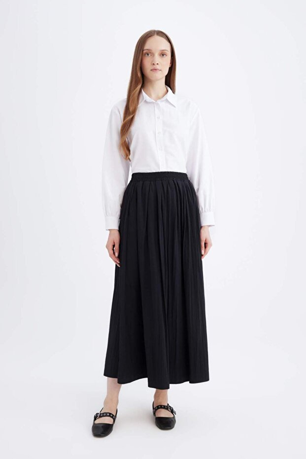 A-Line Normal Waist Basic Plain Flared Maxi Skirt E2369Ax24Wn - 2