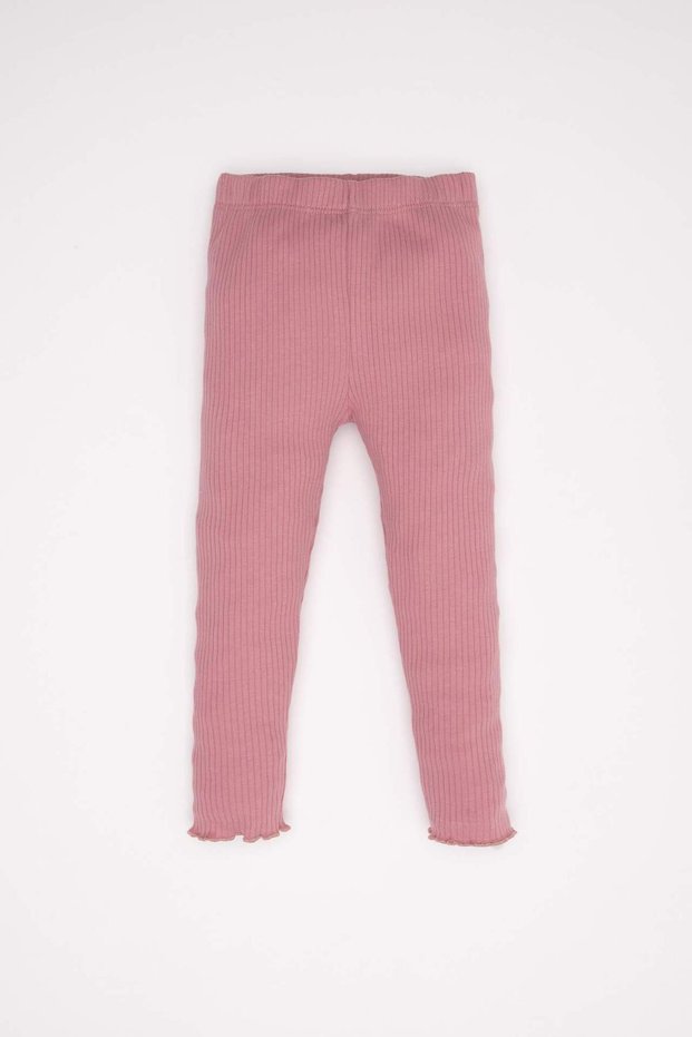 Flat Leg Corded Fabric Ribbed Knit Elastic Waist Leggings Baby Girl D0801A524Au