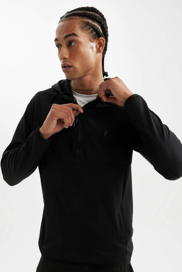 Standard Fit Hooded Zippered Pique Sportsman Sweatshirt C9181Ax24Au