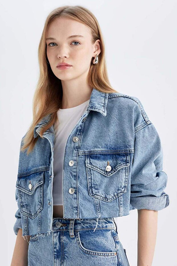 Crop Buttoned Jean Jacket 3162435 - 1