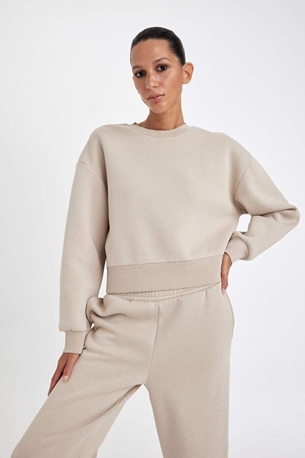 Boxy Fit Kalın Basıc Sweatshirt B8568AX24WN - 3