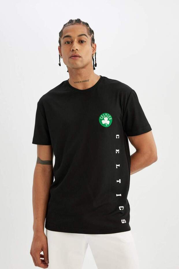 Defactofit Nba Boston Celtics Standard Fit Crew Neck Heavy Fabric Short Sleeve T-Shirt A1993Ax24Sm