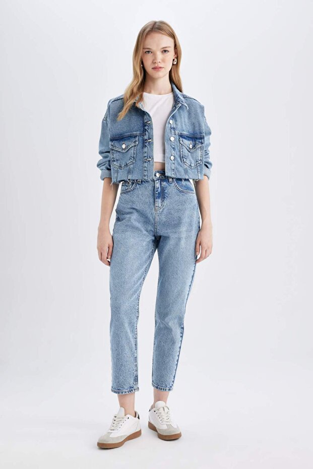Crop Buttoned Jean Jacket 3162435 - 2