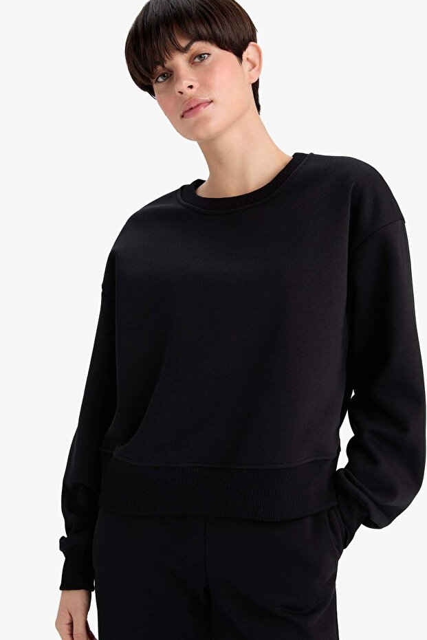 Boxy Fit Kalın Basıc Sweatshirt B8568AX24WN - 1