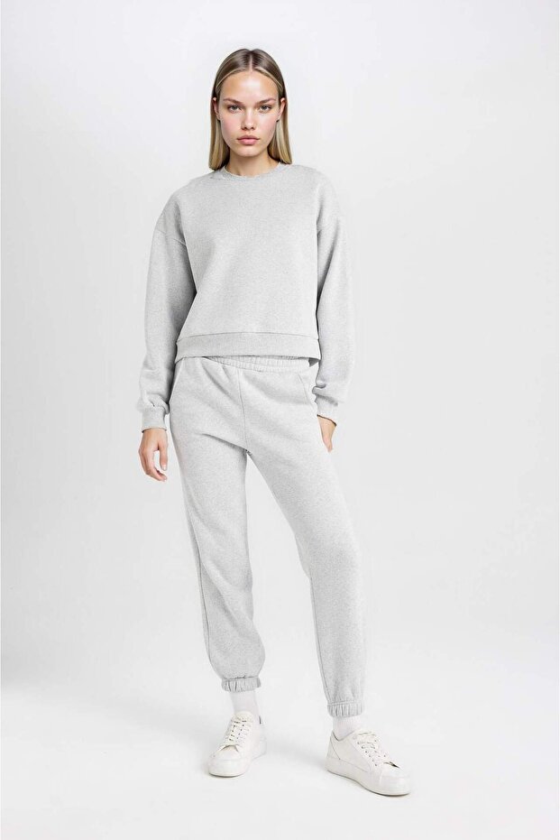 طقم بدلة رياضية من الصوف السميك الأساسي بقصة عادية D8022axns - 3