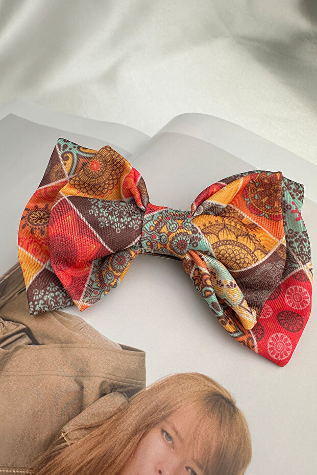 مشبك شعر أوتوماتيكي بنمط عرقي (12 سم) - 5