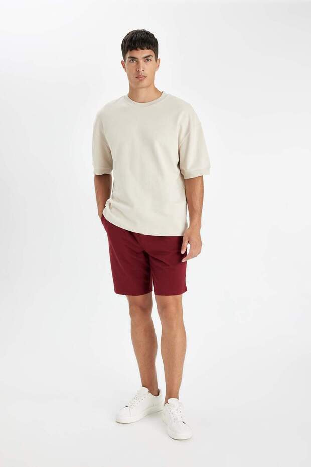 Regular Fit Cepli Basic Düz Bermuda Şort D7933AX24SM - 1