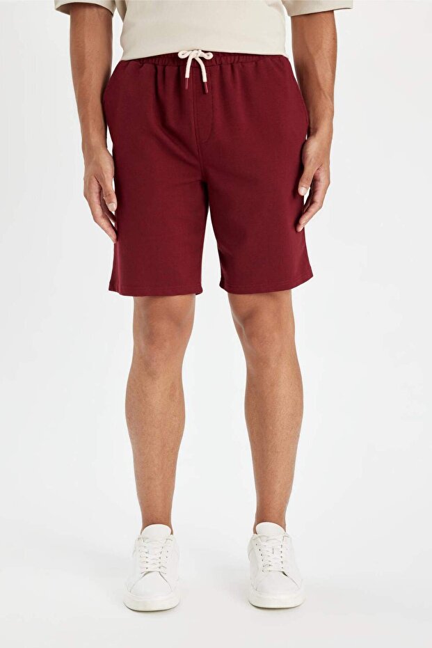 Regular Fit Cepli Basic Düz Bermuda Şort D7933AX24SM - 3