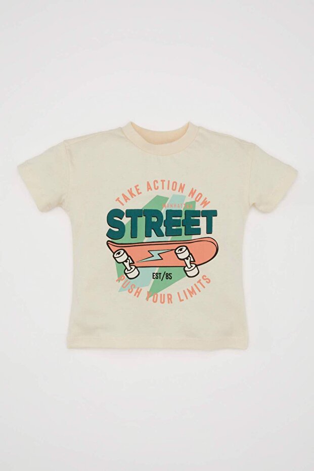 Crew Neck Printed Short Sleeve T-Shirt Baby Boy D3868A524Sm