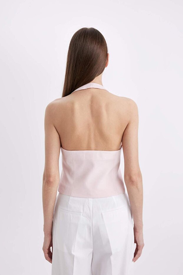 V Yaka Düğmeli Basıc Blazer Yelek D3691AX24SM - 5