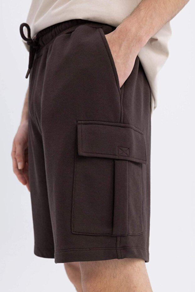 Regular Fit Kargo Cepli Basic Düz Bermuda Şort D0476AX24SM - 6