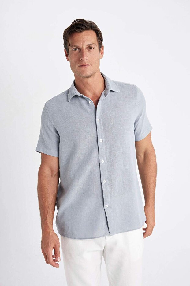 Regular Fit Polo Collar Cotton Short Sleeve Shirt D2924Ax24Sm