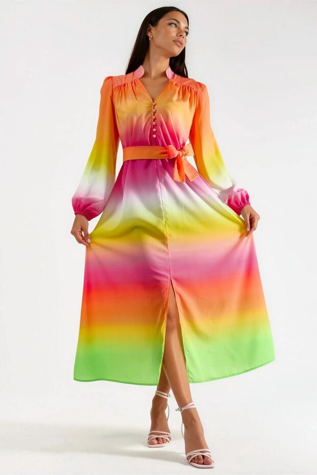 Rochie maxi MSN Ombre cu curea - 1