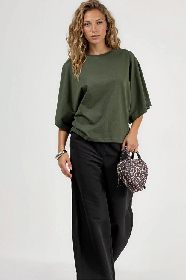 BUSEM Oversize Bisiklet Yaka Tişört - 4