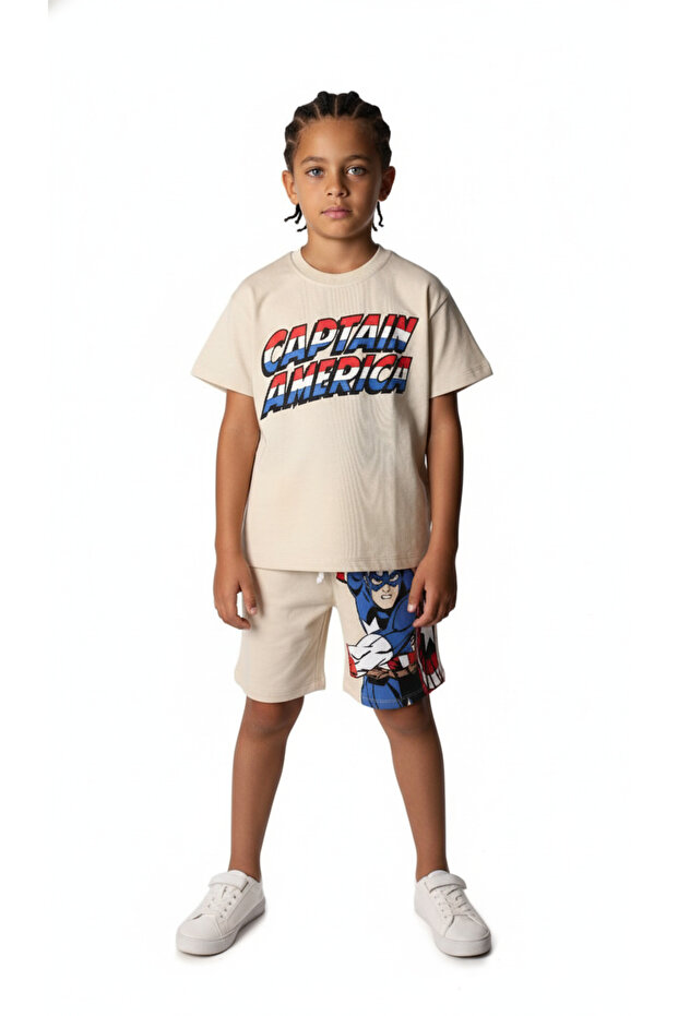 Captain America Back Printed Shorts Suit
