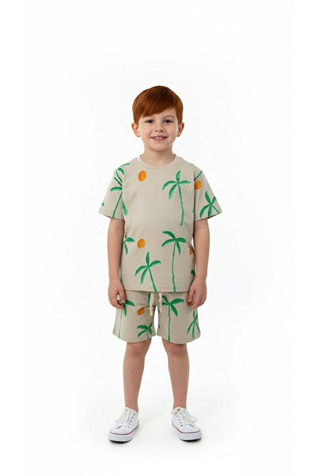 Palm Tree Patterned Shorts Set - 1