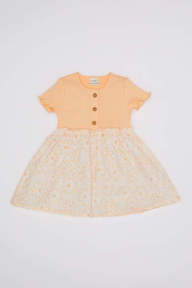 Baby Girl Floral Short Sleeve Ribbed Camisole Dress C4524A5Og293Mc