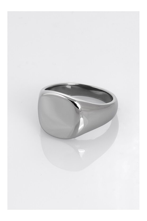 خاتم رجالي بيضاوي فضي - 2