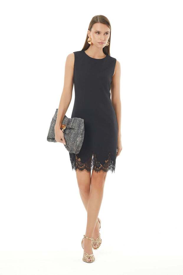 Dantel Detaylı Mini Elbise - 1