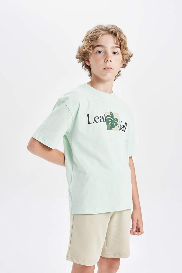Oversize Wide Fit Crew Neck Printed Short Sleeve T-Shirt Boys C5002A824Hs