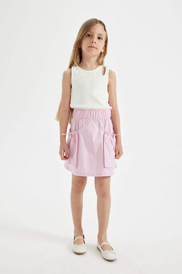 Girl's Pocketed Poplin Skirt C4880A824SM