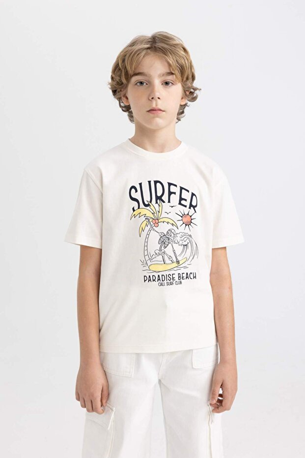 Crew Neck Printed Short Sleeve T-Shirt Boys D0439A824Hs