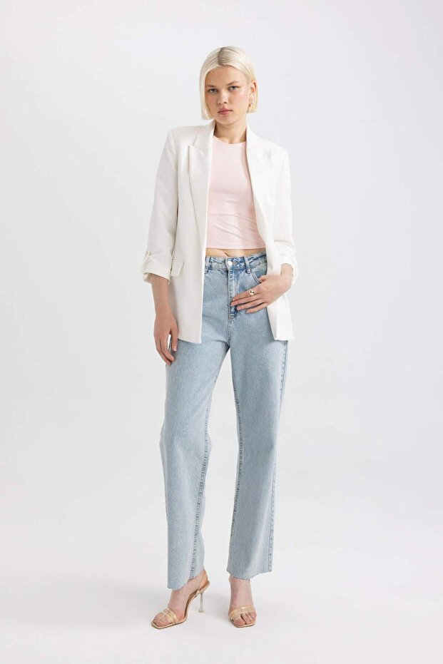Regular Fit Jacket Collar Basic Plain Blazer Jacket C3215Ax24Sm - 2