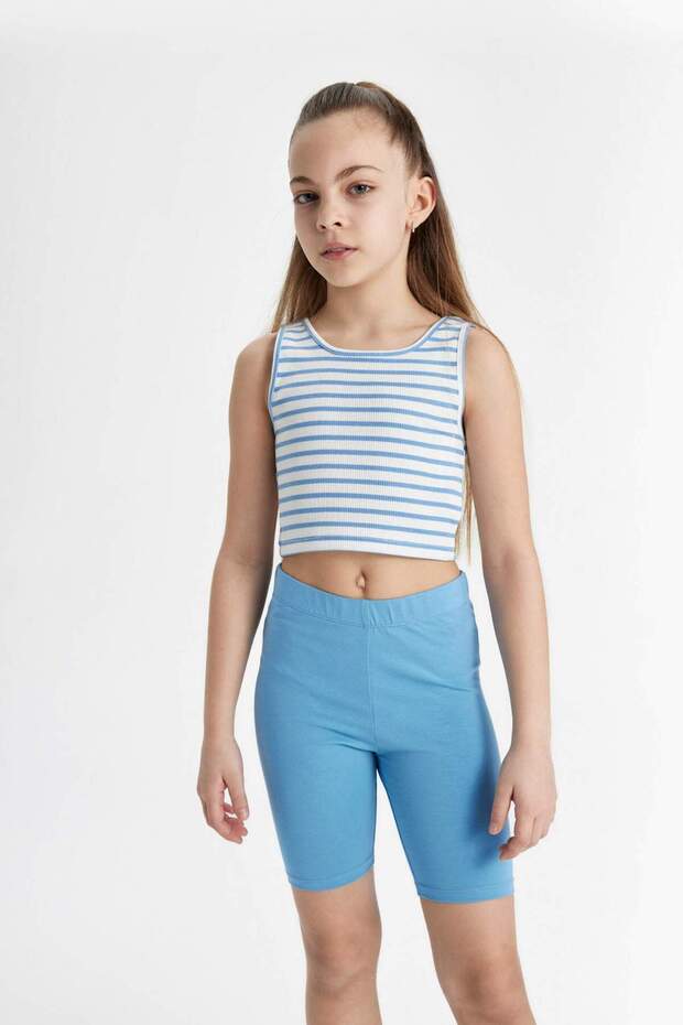 Crew Neck Striped Undershirt Girls Z7814A624Sm