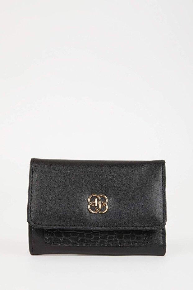 Women's Buckle Detail Crocodile Patterned Faux Leather Wallet C9395Axns
