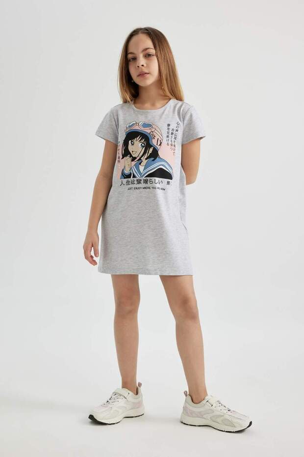 Girl's Short Sleeve Printed Dress C6967A824SM