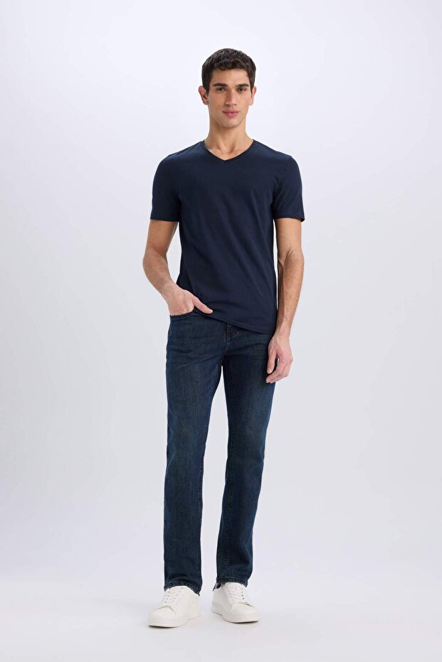 100% pamuk Slim fit Slim kroj V-izrez Osnovni Jednobojna majica kratkih rukava M7668AZ24SP - 2