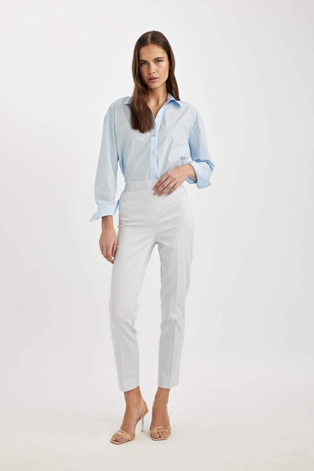 Sigaret Satin Trousers Normal Waist Basic Straight Waist Elastic Straight Leg J8743Az24Sm