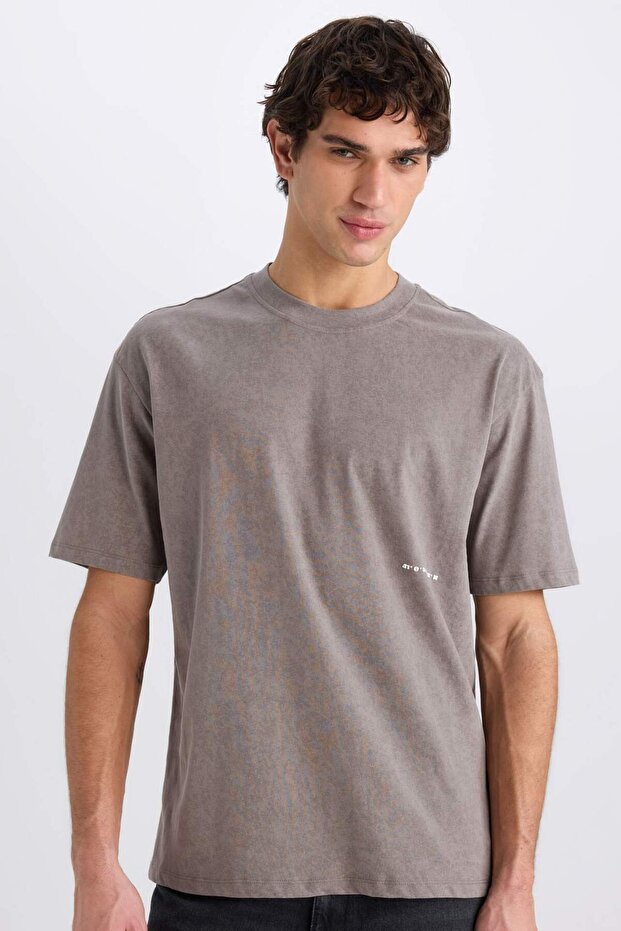 100% Cotton Boxy Fit Crew Neck Printed Short Sleeve T-Shirt C2138Ax24Sm