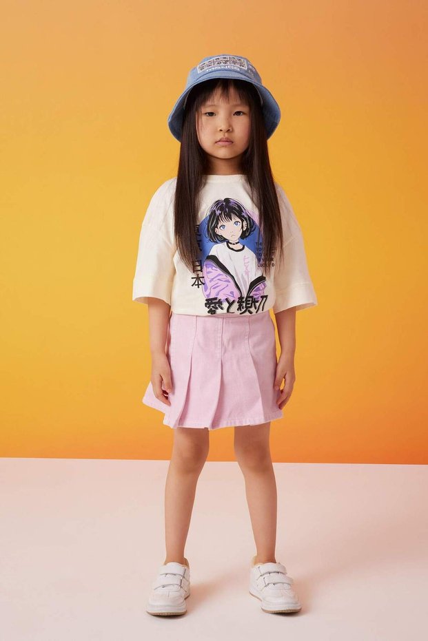 Girl's Pleated Gabardine Shorts Skirt B2999A824Sp