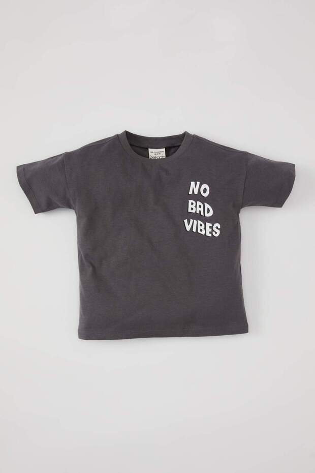 Baby Boy Crew Neck Printed Short Sleeve T-Shirt B6977A524Sm
